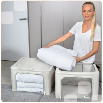 Сумка-чехол, контейнер для одежды, игрушек, постельного белья, 66л, с рамкой