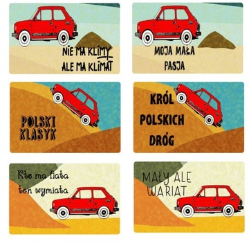6 magnesów na lodówkę fiat 126p maluch bączek