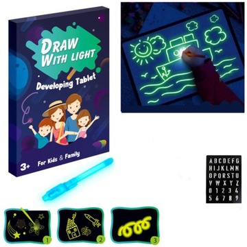 БОЛЬШАЯ ДОСКА ДЛЯ РИСОВАНИЯ С УФ-СВЕТОДИОДНОЙ СВЕТОЙ, ШАБЛОН С БУКВАМИ.