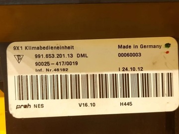 PORSCHE 991 981 BOXER PANEL KLIMATIZACE 99165320113