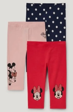 C&A Legginsy dziewczęce 3/4 dł, MYSZKA MINNIE, 3 pak roz 98 cm