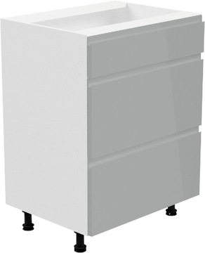 Szafka kuchenna dolna 60 z 3 szufladami metalbox szary połysk ASPEN D60S3