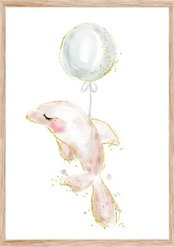 PLAKAT obraz dziecięcy Delfin ocean WZORY A3