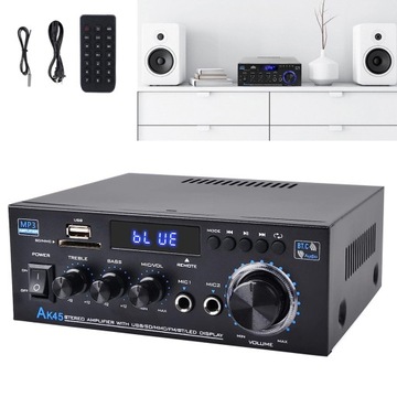WZMACNIACZ HIFI GŁOŚNIKÓW STEREO BLUETOOTH 5.0 AUX SD/USB AUDIO FM 40W+40W
