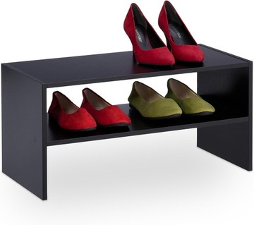 REGAŁ NA BUTY ORGANIZER DWA POZIOMY CZTERY PARY BUTÓW DO KORYTARZA CZARNY