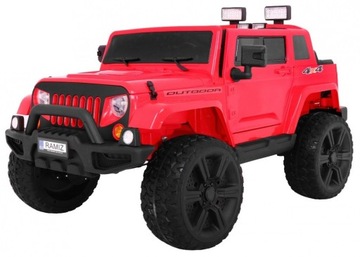 Auto na akumulator Mighty Jeep dla dzieci Czerwony + 2-osobowy + Napęd 4x4