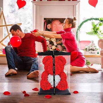 MIŚ z RÓŻ DUŻY Z PŁATKÓW RÓŻ PREZENT DZIEŃ KOBIET ROSE BEAR RÓŻ