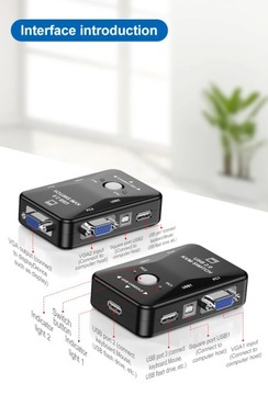 OULLX KVM-переключатель, VGA-разветвитель, кабель USB 2.0, коробка для USB-клавиатуры, мыши