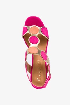 САНДАЛИИ ЖЕНСКИЕ, ДЕКОРАТИВНЫЕ, РАЗНОЦВЕТНЫЕ ВСТАВКИ, БЛОК-КАБЛУК, МОДНЫЕ РОЗОВЫЕ, размер 35