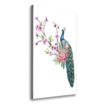 Foto obraz canvas do salonu Paw i kwiaty 60x120