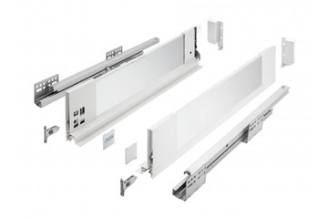 Szuflada GTV AXIS PRO GLASS L400 średnia H116 szklany bok cichy domyk biała