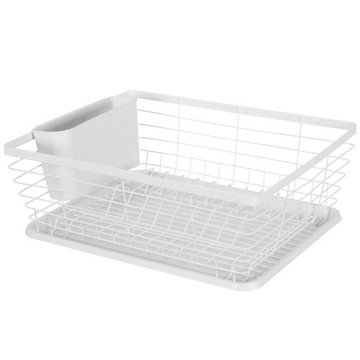 БЕЛАЯ ПОДСТАВКА ДЛЯ СУШКИ ПОСУДЫ С ПОДДОНОМ