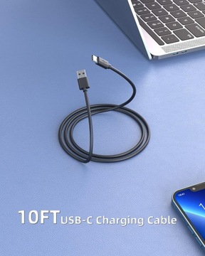 3 metry DŁUGI KABEL USB-A USB-C Typ USB C 3m Playstation Xbox PS5 Pad
