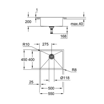 МОЙКА 55X45 СМ НЕРЖАВЕЮЩАЯ СТАЛЬ GROHE K700