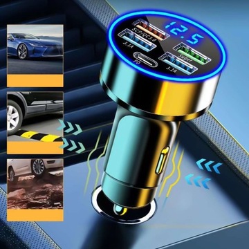 АВТОМОБИЛЬНОЕ ЗАРЯДНОЕ УСТРОЙСТВО 4X USB QC 3.0 + USB C PD 20 Вт БЫСТРО МОЩНОЕ ДЛЯ ВАШЕГО ТЕЛЕФОНА