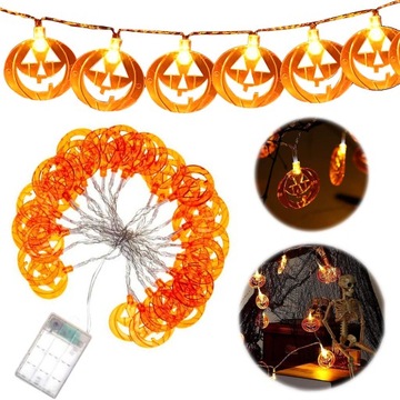 LAMPKI DRUCIKI ŚWIATEŁKA LED HALLOWEEN DYNIA BIAŁE CIEPŁE MOCNE ŚWIATŁO 3M