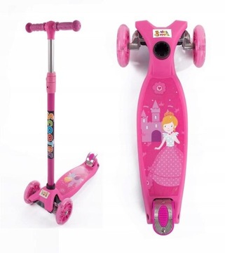 ТРЕХКОЛЕСНЫЙ САМОКАТ ДЛЯ ДЕТЕЙ TOBBI-TOYS БАЛАНСИРОВАНИЕ КОЛЕСА LED PINK PRINCE