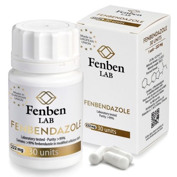 Фенбендазол 222 мг> 99% чистый, лабораторный испытан, 30 капсул от Fenben Lab