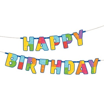 GIRLANDA HAPPY BIRTHDAY KLOCKI BLOCK dekoracja PP