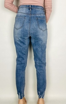 Jeansowe elastyczne spodnie rurki dziury XL 42 MissGuided