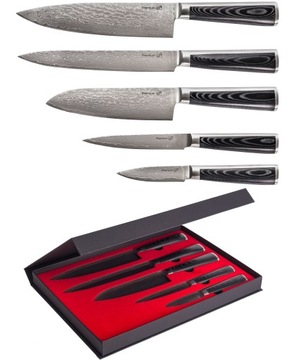 5 noży kuchenne Damascus Santoku uniwersalny szefa