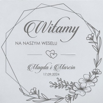 Tablica powitalna 50x50 BIAŁA ślub wesele GRAWER imiona PARY MŁODEJ