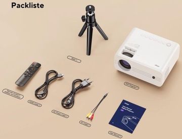 Projektor Rzutnik AKIYO 07 Full HD Bluetooth 5.2 WiFi + STATYW 9000 Lumenów