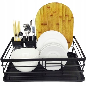 БОЛЬШАЯ СУШИЛКА, ЧЕРНАЯ, С ПОДДОНОМ ДЛЯ ПОСУДЫ