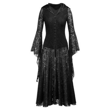 COS Średniowieczna Mała Czarna Sukienka Gotycka Retro Sukienka