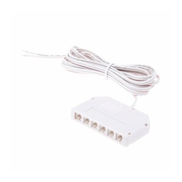 Rozdzielacz 6-pkt mini gniazda do opraw LED biały z przewodem 2 m