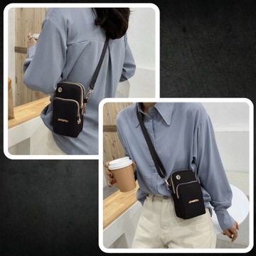 Сумка для телефона, кошелек-клатч 2 в 1, городская сумка через плечо, черный чехол