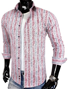 Koszula męska we wzory slim czerwona EN323 r. XL