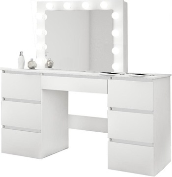 БЕЛЫЙ косметический туалетный столик со светодиодным зеркалом, 12 оттенков