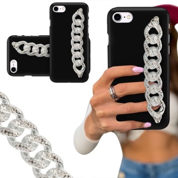 ETUI BLINK CZARNY MAT do IPHONE 8 Łańcuch Srebrny