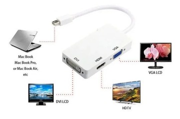 МИНИ-АДАПТЕР ДЛЯ ДИСПЛЕЯ -> HDMI + VGA + DVI - ДЛЯ МОНИТОРОВ И ПРОЕКТОРОВ