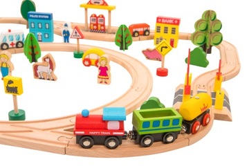 ДЕРЕВЯННЫЙ ЖЕЛЕЗНОДОРОЖНЫЙ ПОЕЗД 80 ЭЛЕМЕНТОВ