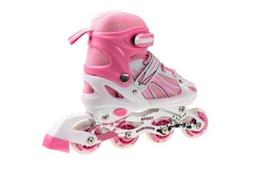 РОЛИКОВЫЕ КОНЬКИ РЕГУЛИРУЕМЫЕ РОЛИКЫ РОЗОВЫЕ КОЛЕСО СВЕТОДИОДНЫЕ КОЛЕСА 34-37