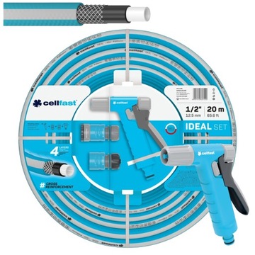 НАБОР ДЛЯ ОПРЫСКИВАНИЯ САДОВЫЙ ШЛАНГ 1/2 ДЮЙМА, 20 М ДОЖДЕВАТЕЛЬНЫЙ ПИСТОЛЕТ CELLFAST