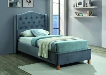 ŁÓŻKO ASPEN VELVET 90X200 DĄB BLUVEL 14 SZARE