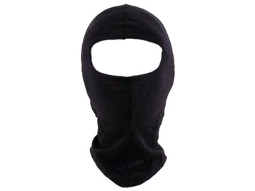 Kominiarka bawełniana BALACLAVA z dużym otworem - czarna