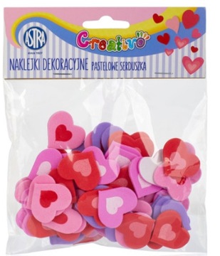 NAKLEJKI DEKORACYJNE ASTRA Mix pastelowe serduszka