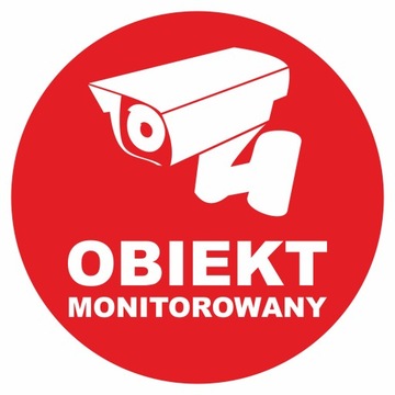 Naklejka OBIEKT MONITOROWANY RODO 15 cm monitoring OKRĄGŁA
