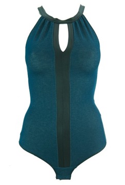 TEZENIS calzedonia body granatowe skórka jeans S
