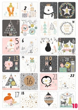 РОЖДЕСТВЕНСКИЕ НАКЛЕЙКИ АДВЕНТ-КАЛЕНДАРЬ А4 выкройки