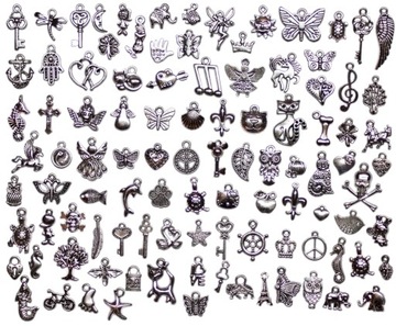 Zawieszki Metalowe Charms 100 sztuk Zestaw zawieszek FR0006