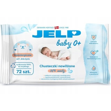 CHUSTECZKI NAWILŻANE 98% WODY DLA NIEMOWLĄT 0+ JELP 72SZT