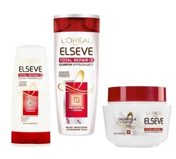 LOREAL ELSEVE TOTAL REPAIR SZAMPON ODŻYWKA MASKA