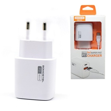 Kostka łdowarka sieciowa USB C USB 3A kabel USB C uniwersalny biały zestaw