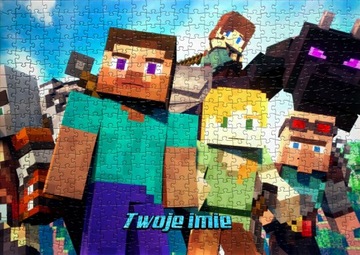PUZZLE MINECRAFT + IMIĘ DZIECKA GRATIS A4 - 70el