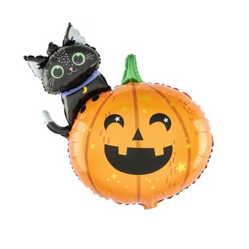 Balon Dynia z Czarnym Kotkiem Halloween 69x84cm